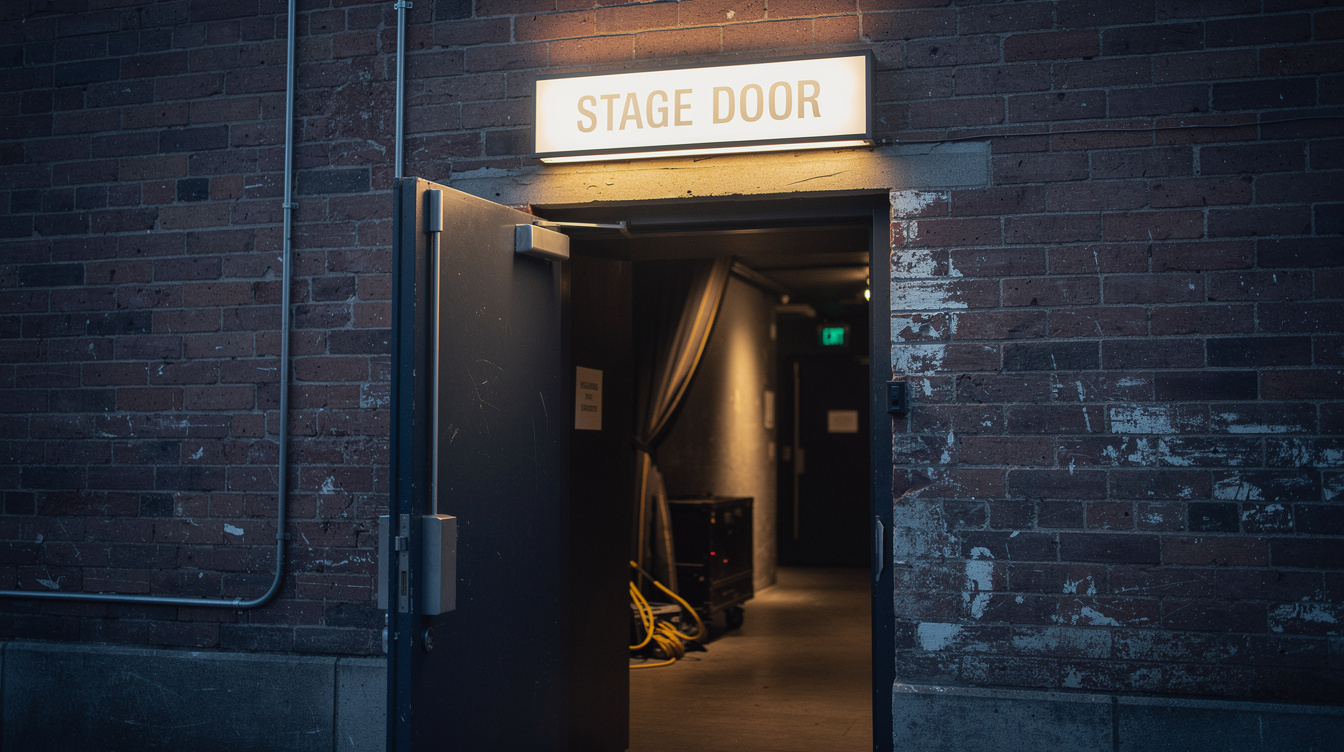 Backstage entrance door of a theatre production venue